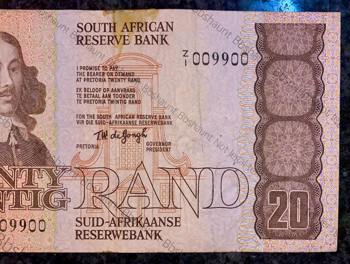 Replacement Note. TW De Jongh R20 - Z1 /009900 - 4th issue 1979