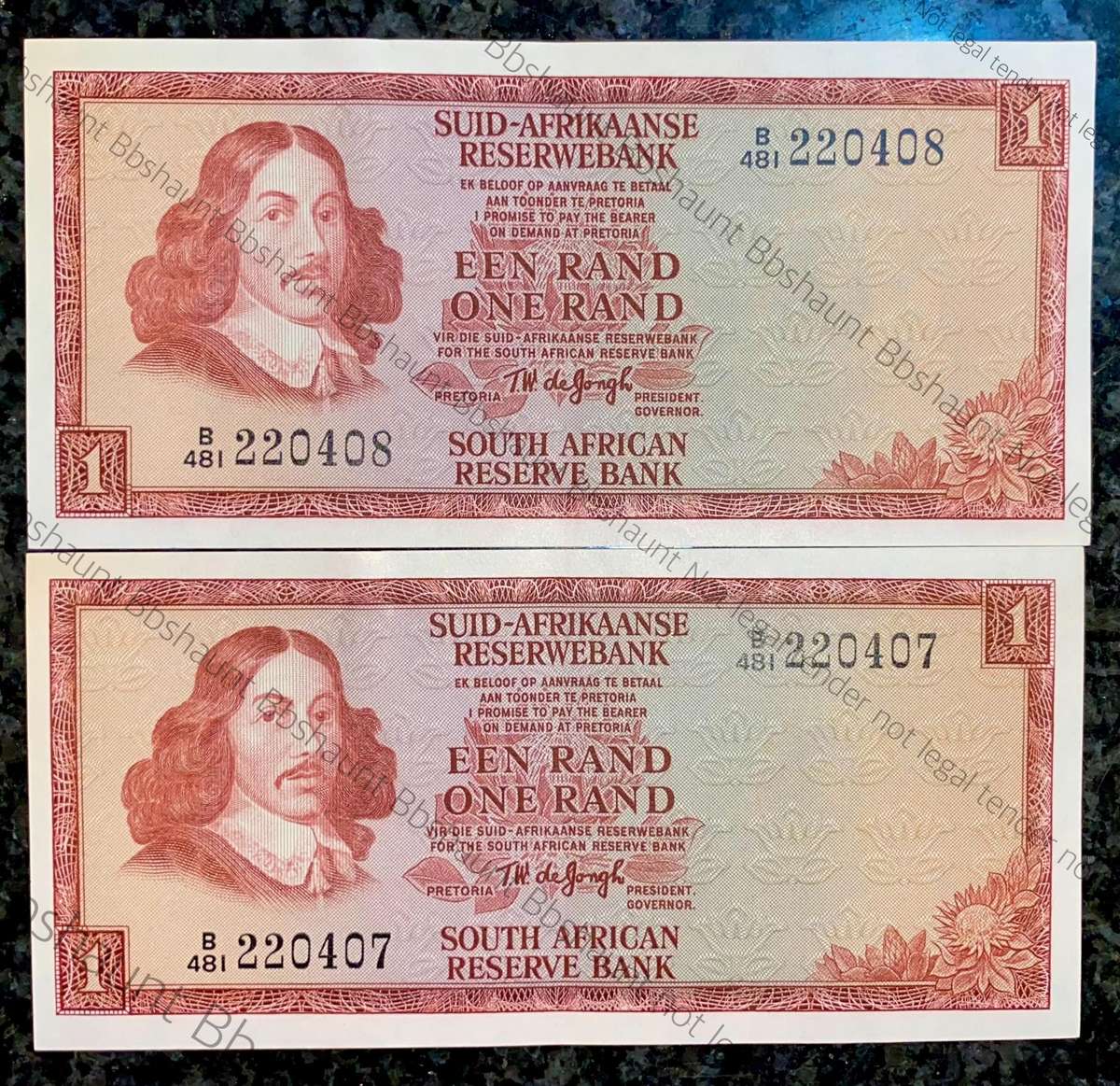 TW De Jongh. R1 in sequence B481 /220408-407 aunc 3rd issue 1975 (1 bid takes all)