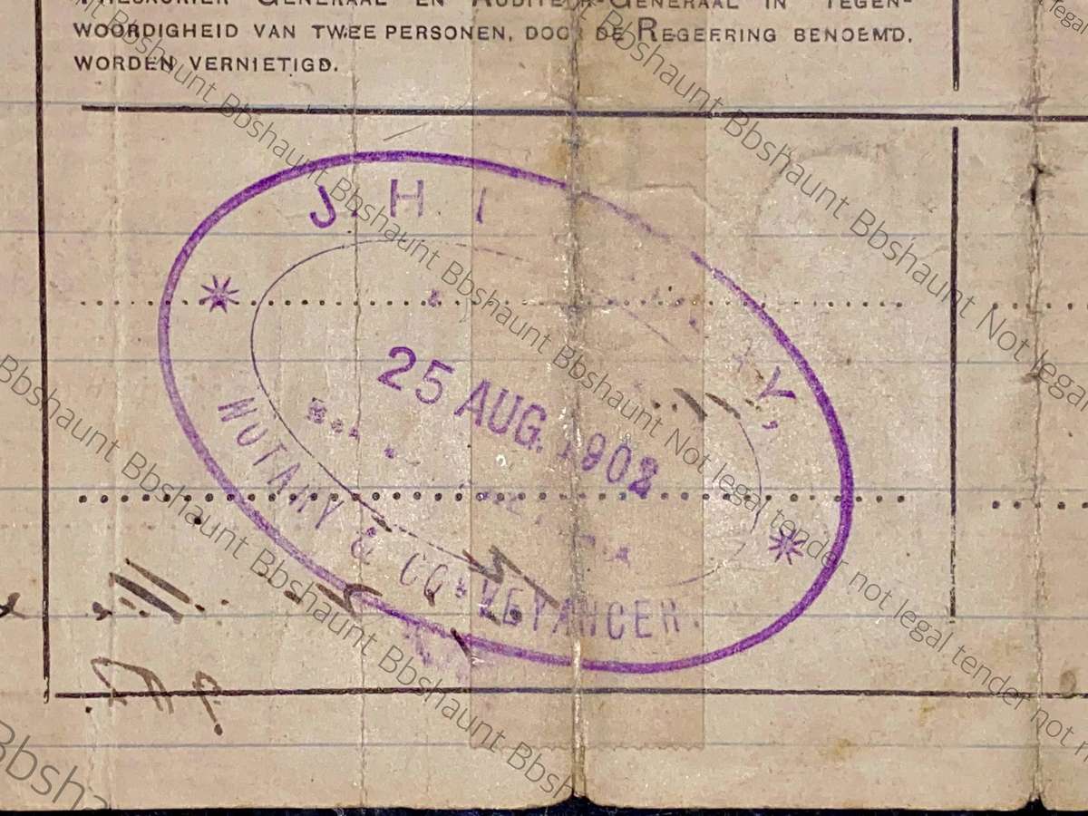 Z.A.R. TE Velde 1 pound Governements Noot 1-5-1902 - Pelgrims Rust - with Findlay stamp