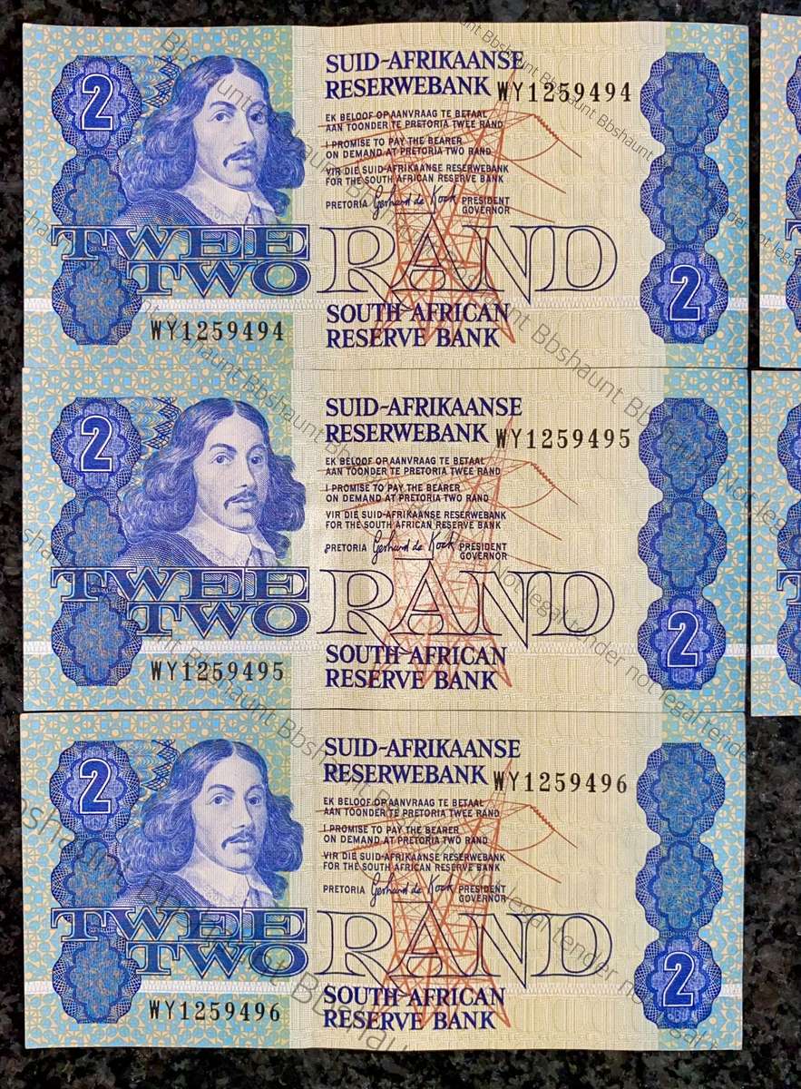 Replacement Note. GPC De Kock R2 in seq WY1259496-491- 3rd issue 1990 (1 bid takes all)