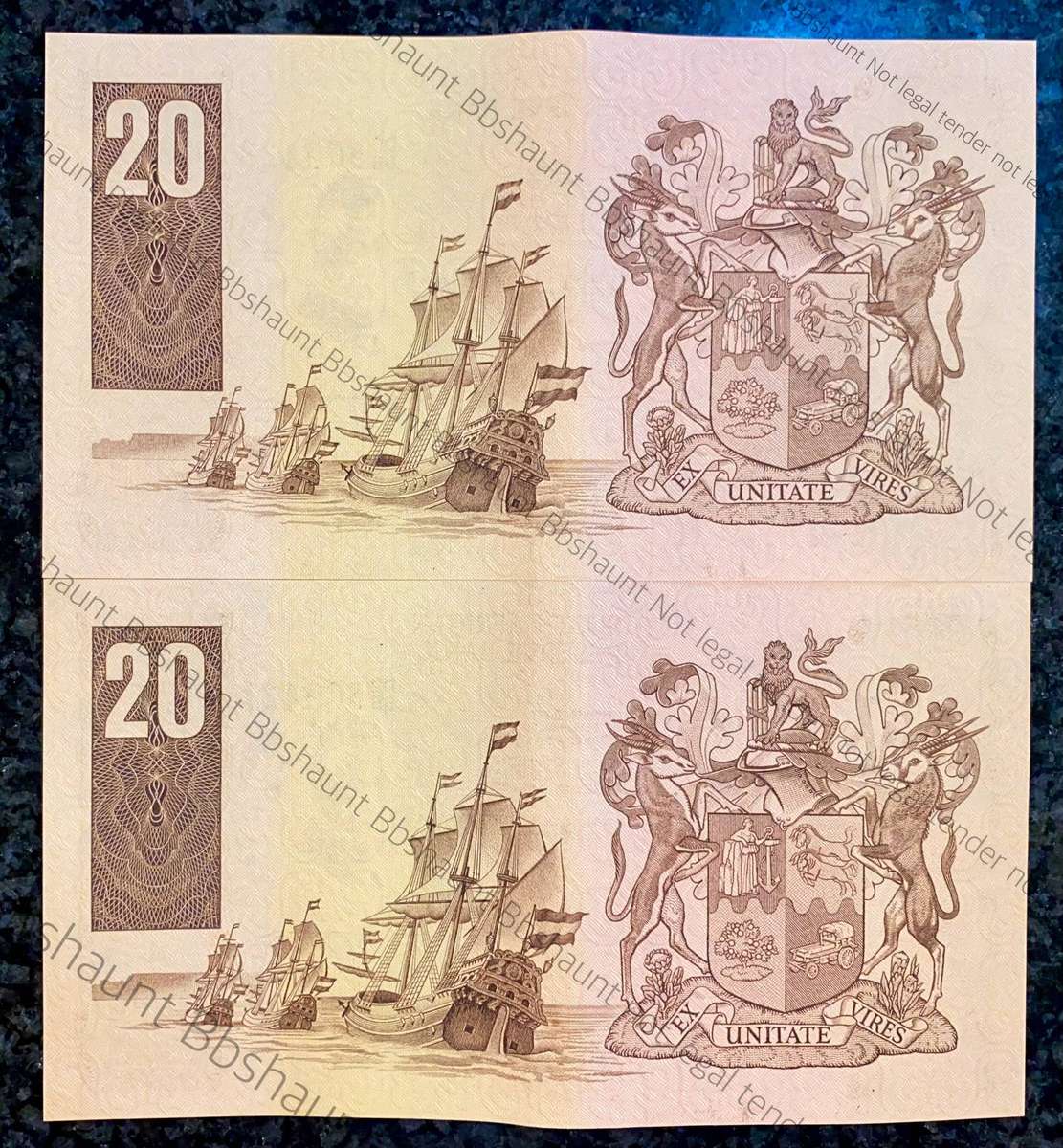 GPC De Kock. R20 in sequence D2 95/503422-421 UNC-AUNC 3rd issue 1984 (1 bid takes all)