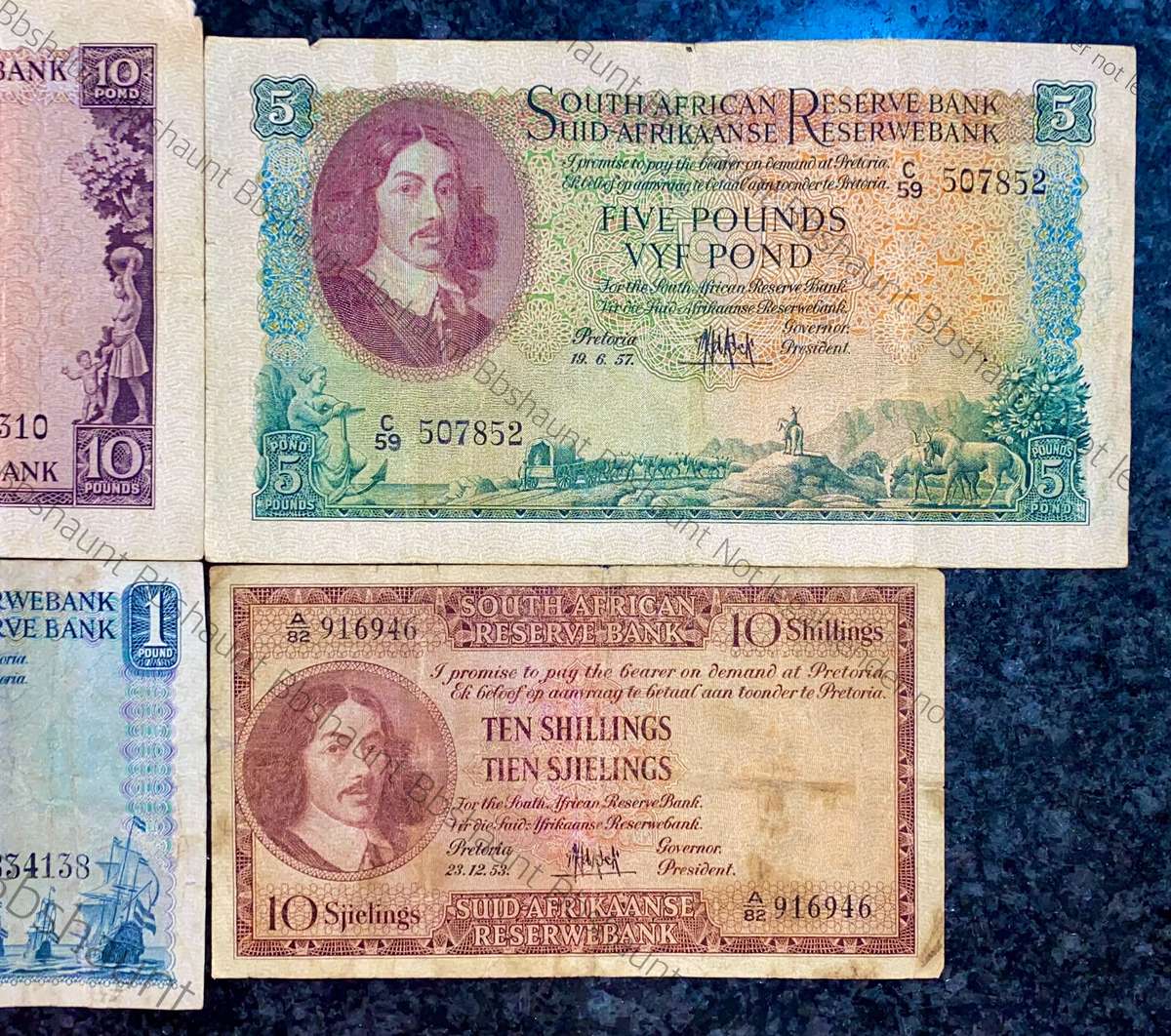 M.H De Kock set 10 pound to 10 shillings 1951/52/53/57 (1 bid takes all)