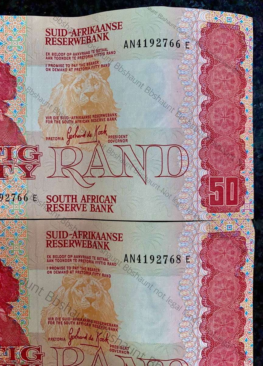 GPC De Kock. R50 close sequence AN4192766 & 768 -- 3rd issue 1984--(1 bid takes all)