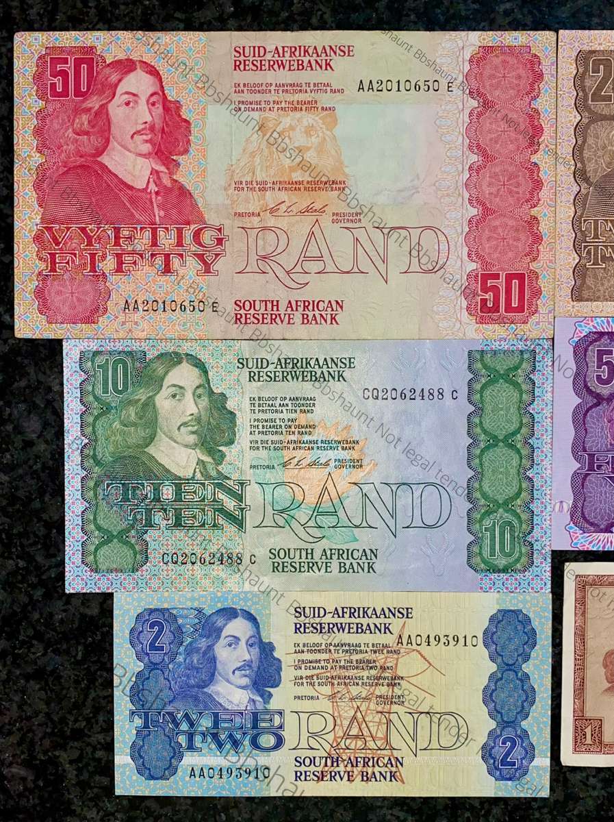 Complete set CL Stals R50AA to R2AA - 1st issue 1990 (R1 De Jongh 1975) (1 bid takes all)