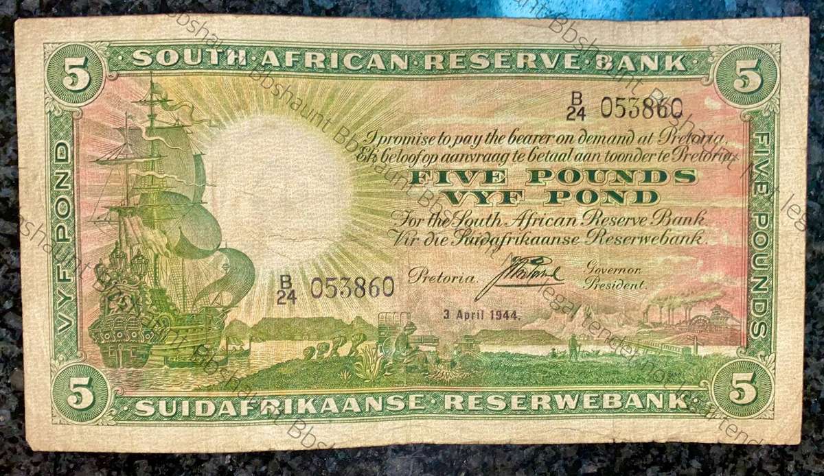 J Postmus 5 pound  3rd April 1944 only issue B24