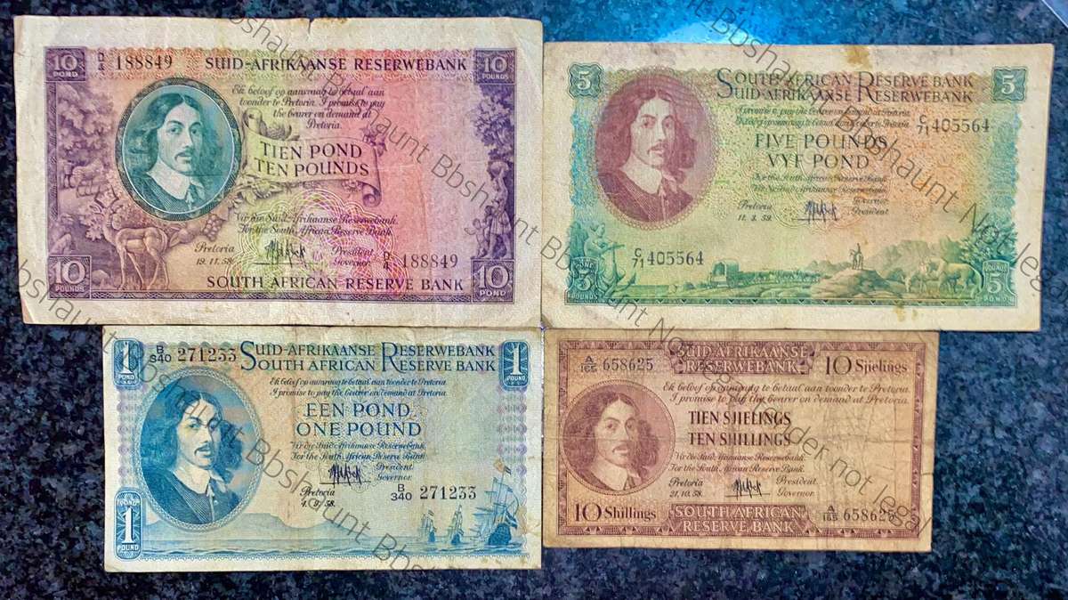 Mh De Kock. set 10 pounds to 10 shillings 1958 & 1959 (1 bid takes all)