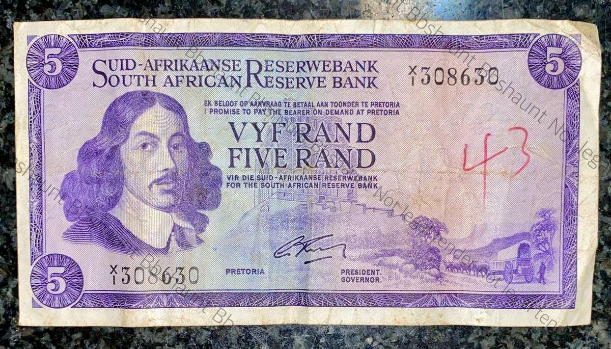 Replacement Note G Rissik R5 --X1-- 2nd issue 1966 Springbuck wtm