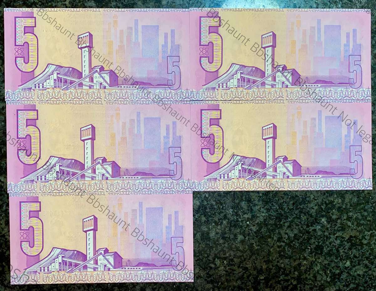 Replacement Notes CL Stals R5 in sequence XX2415633-637 UNC 1st issue 1990(1 bid takes all)