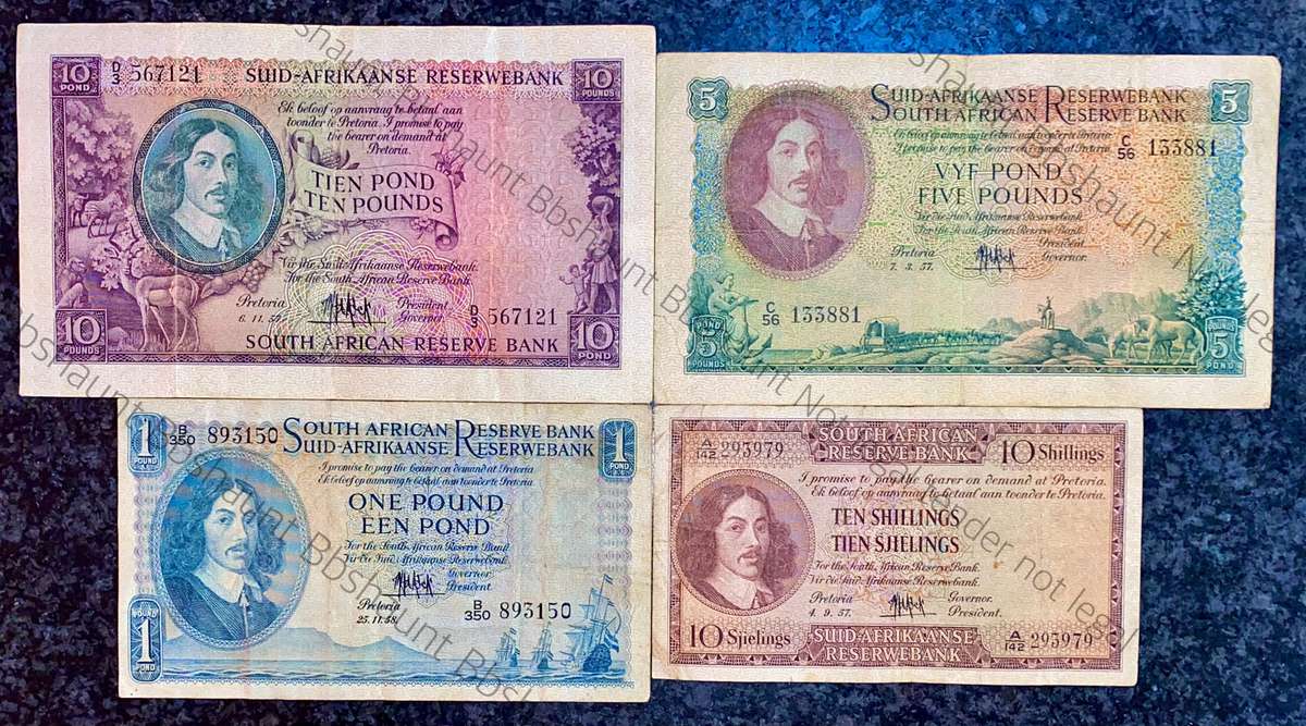 M.H De Kock set 10 pound to 10 shilling 1957/58 (1 bid takes all)