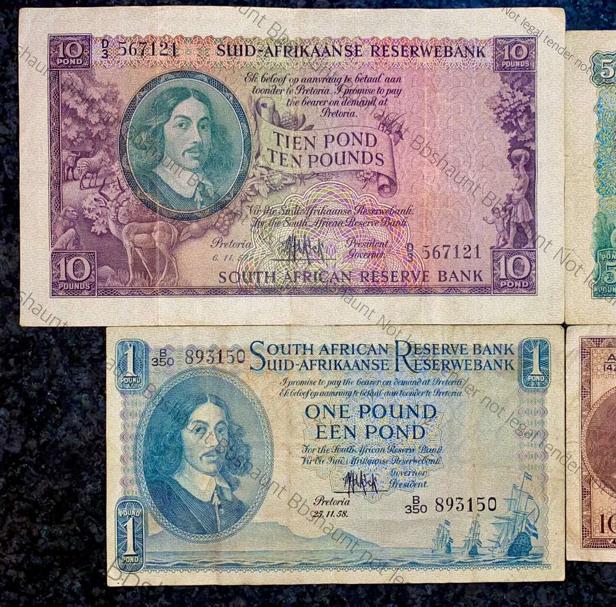 M.H De Kock set 10 pound to 10 shilling 1957/58 (1 bid takes all)