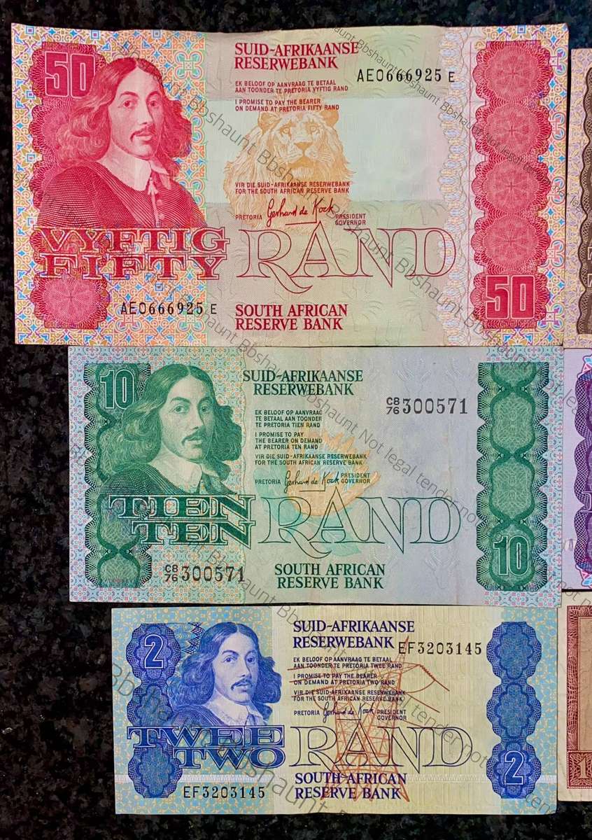 Complete Set GPC De Kock & decimals R50 TO R2 - 1980s (R1 de Jongh 1975) (1 bid takes all)