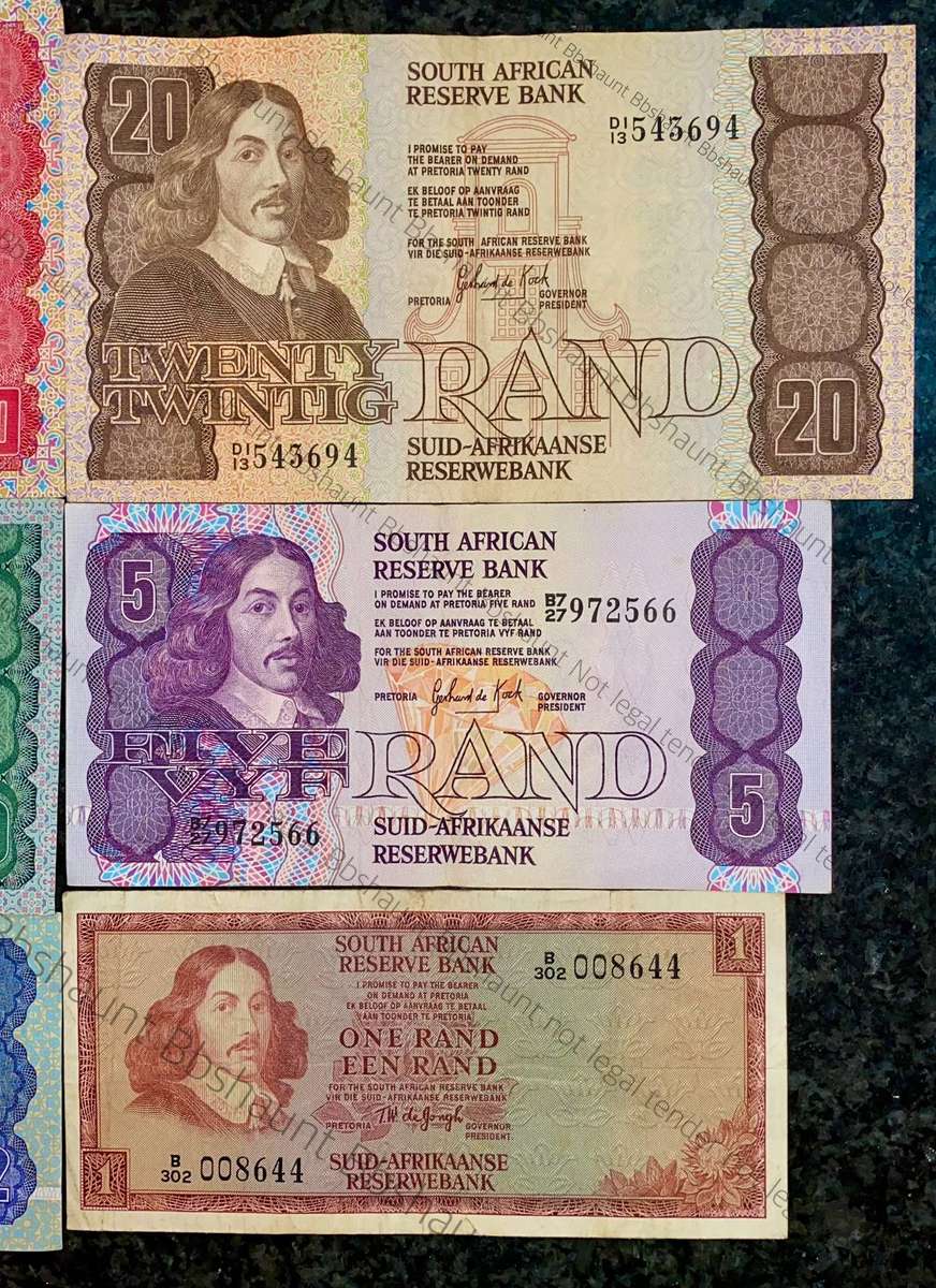 Complete Set GPC De Kock & decimals R50 TO R2 - 1980s (R1 de Jongh 1975) (1 bid takes all)