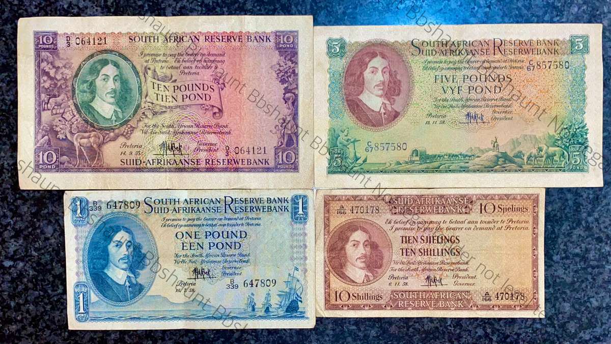 Mh De Kock set 10 pound to 10 shilling 1955-1958 (1 bid takes all)