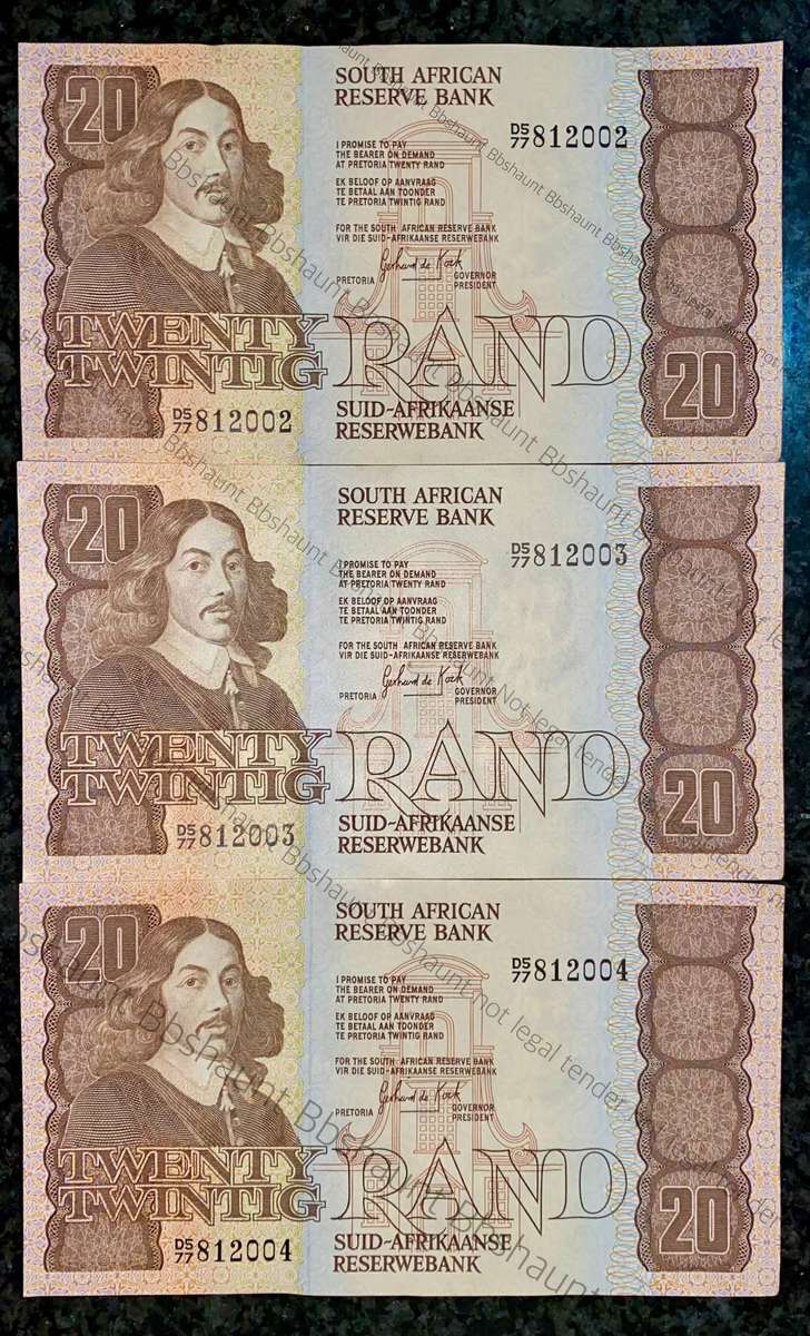 GPC De Kock. R20 in sequence D5 77/812002 UNC-AUNC 3rd issue 1984 (1 bid takes all)