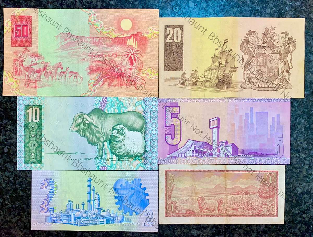 COMPLETE SET OF GPC DE KOCK & DECIMALS R50 TO R2 - 1980s (R1 TW DE JONGH 1975)- (1 BID TAKES ALL)