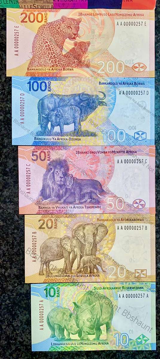 L KGANYAGO AA UNC VERY LOW MATCHING NUMBERS AA0000257 IN ORIGINAL S A RESERVE BANK FOLDERS