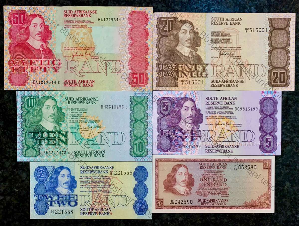 Complete set GPC De Kock & decimals R50BA Scarce to R2 - 1980s (R1 TW De Jongh) 1 bid takes all