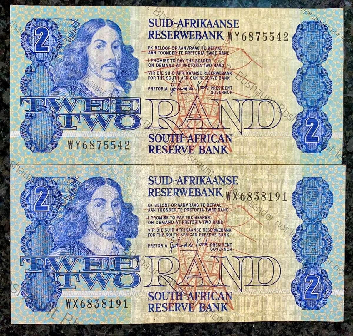 Replacement Note. GPC De Kock R2 - WY & WX - 3rd issue 1989/90 (1 bid takes all)