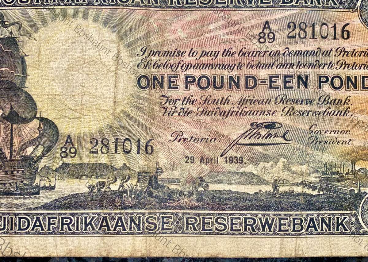 J POSTMUS 1 POUND 29TH APRIL 1939 ENG/AFR A89 /281016 FIRST AND ONLY ISSUE