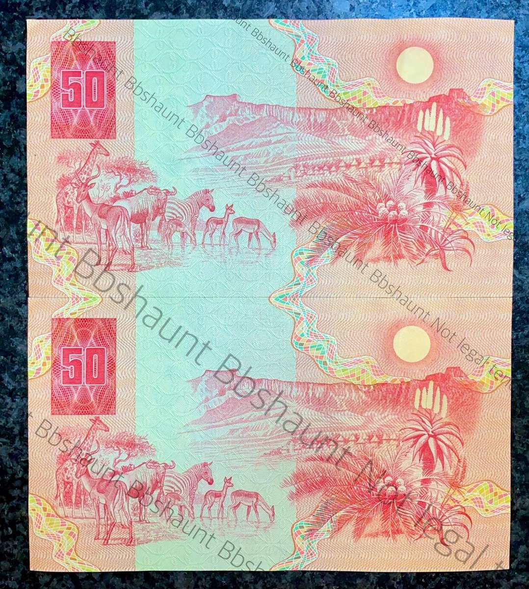 GPC De Kock. R50 in sequence AB0302219-218 UNC-AUNC 3rd issue 1984 (1 bid takes all)