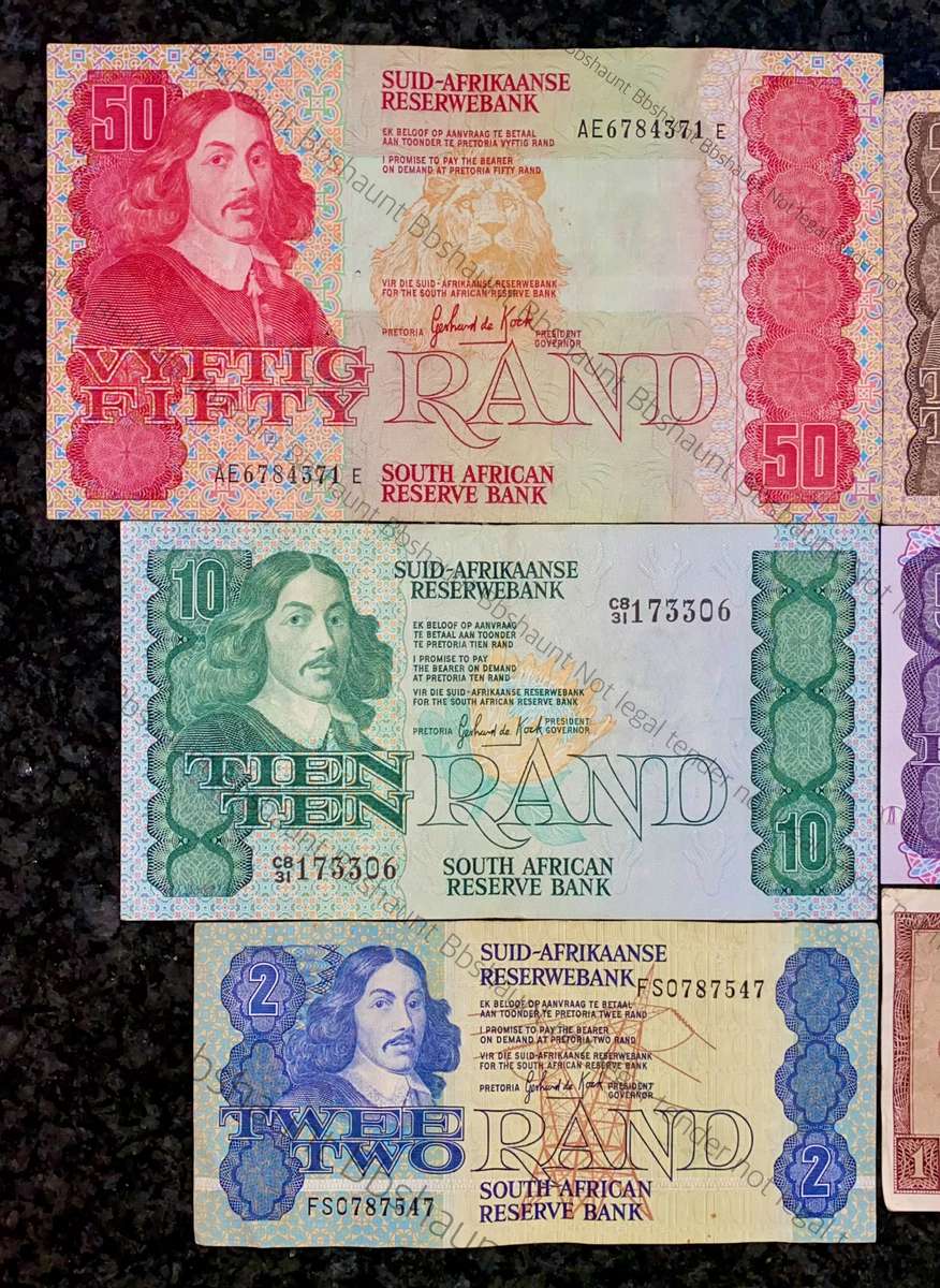 complete set GPC De Kock & decimals R50 TO R2 - 1980s(R1 de Jongh 1975)-(1 bid takes all)