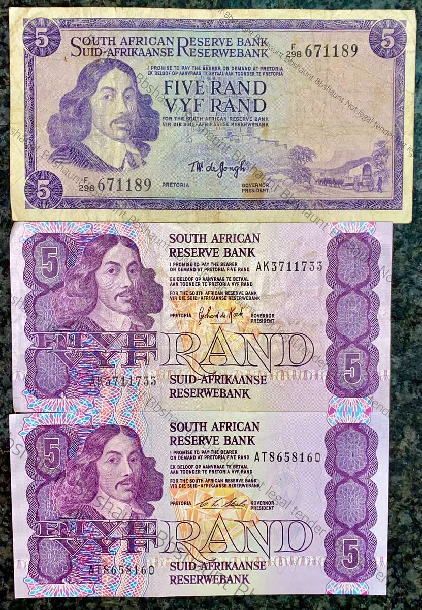 SET OF R5 VARIOUS  GOVERNORS TW DE JONGH, DE KOCK & STALS (1 BID TAKES ALL)