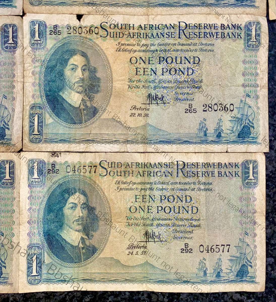 Complete set MH DE KOCK 1 pound 1950 to 1959 (1 bid takes all)