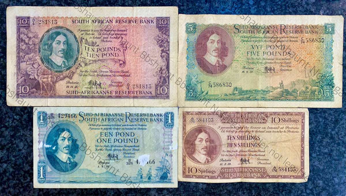 Mh De Kock. set 10 pound to 10 shillings 1958 & 1959 (1 bid takes all)
