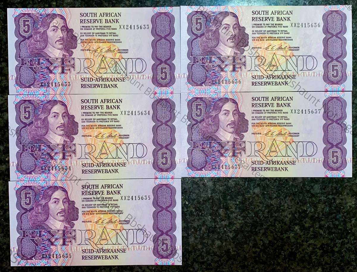 Replacement Notes CL Stals R5 in sequence XX2415633-637 UNC 1st issue 1990(1 bid takes all)