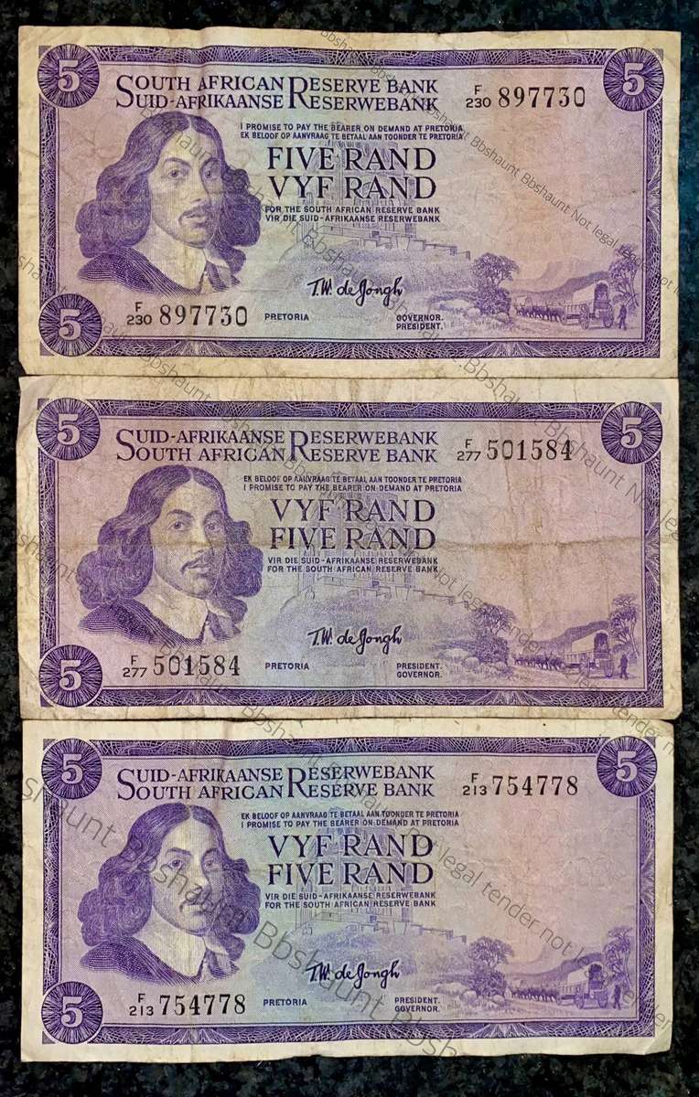 Tw De Jongh. R5 springbuck wtm & van Riebeeck wtm 1967/1976 (1 bid takes all)