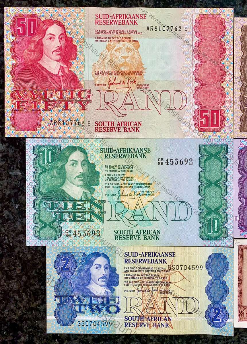 COMPLETE SET OF GPC DE KOCK & DECIMALS R50 TO R2 GOOD CONDITION 1980s(R1 TW DE JONGH (1 BID TAKES AL