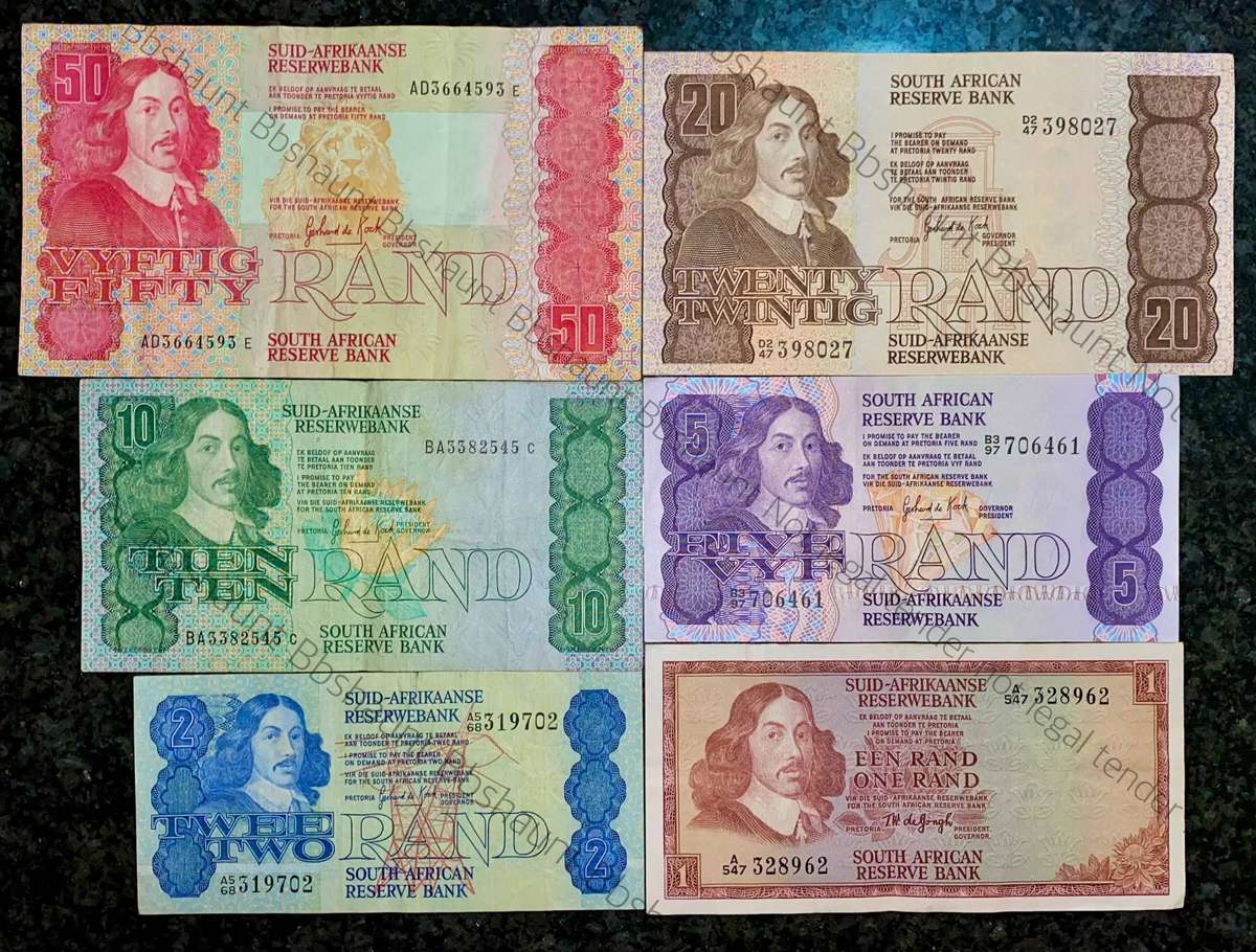Complete Set GPC De Kock & Decimals R50 TO R2 - 1980s (R1 de Jongh 1975) (1 bid takes all)