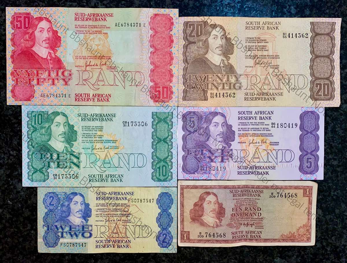 complete set GPC De Kock & decimals R50 TO R2 - 1980s(R1 de Jongh 1975)-(1 bid takes all)