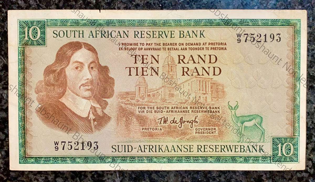 Replacement Note. TW De Jongh R10 - W9 - 1st issue 1967