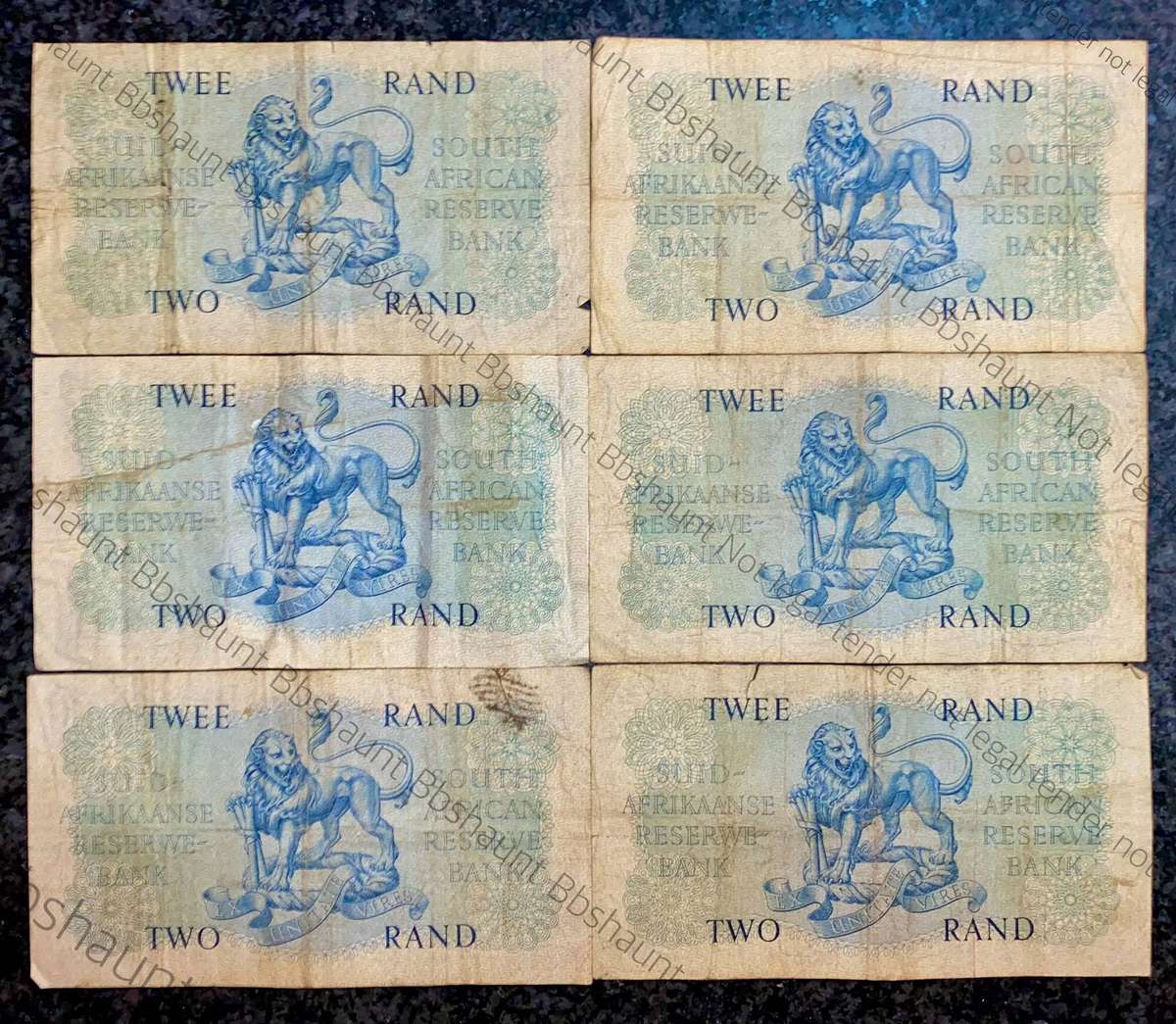 Set of R2 -- MH DE Kock 1961 & G Rissik 1962 (1 bid takes all 6 notes )