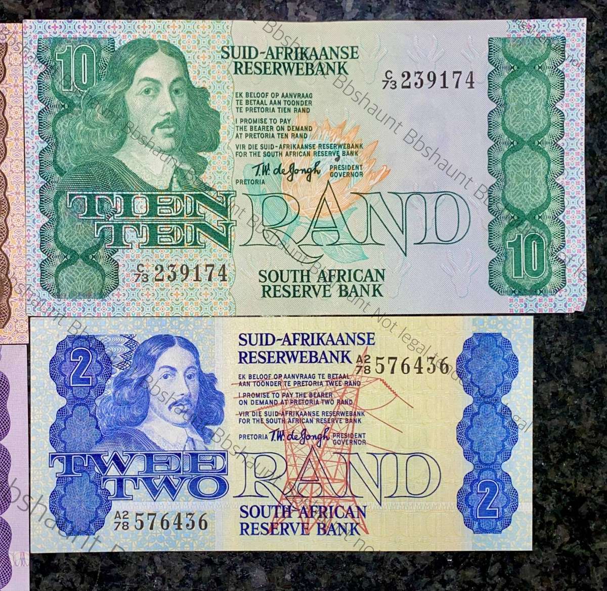 Complete Set TW De Jongh R20 to R1 UNC-AUNC 4th issue 1978 (1 bid takes all)