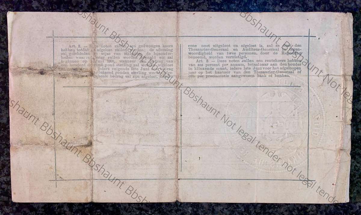 Z.A.R Pretoria 10 pound Government Noot 28-5-1900 - missing NO prefix - 4791 Spade Boarder