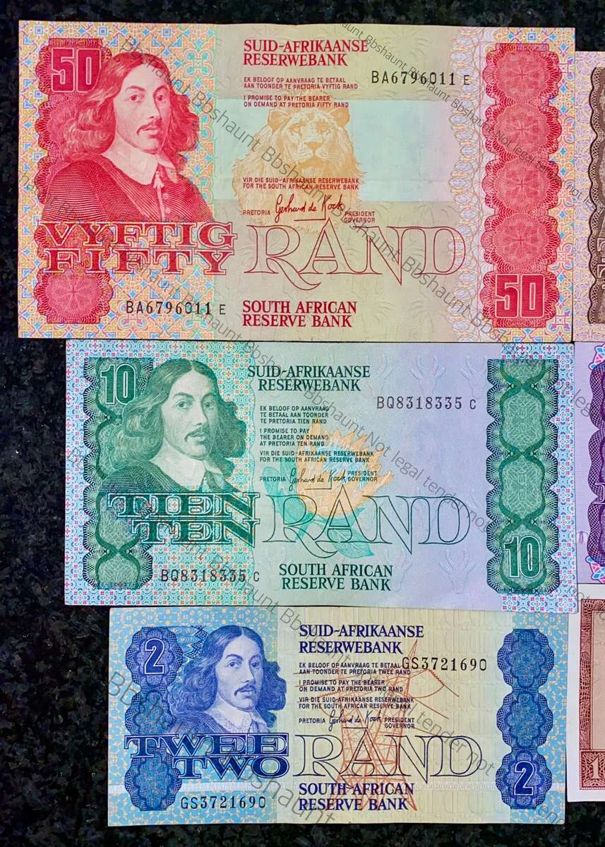COMPLETE SET OF GPC DE KOCK & DECIMALS R50 SCARCE BA SERIE'S TO R2 - 1980s (R1 TW DE JONGH 1975)