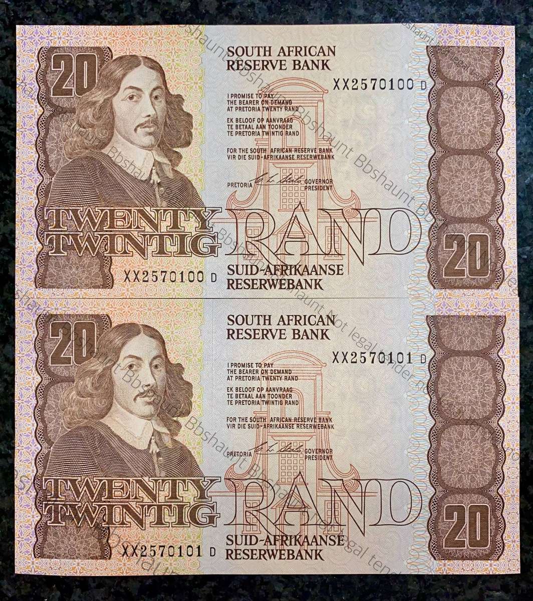 Replacement note CL Stals R20 sequence XX2570101-100 first issue 1990 UNC (1 bId takes all)