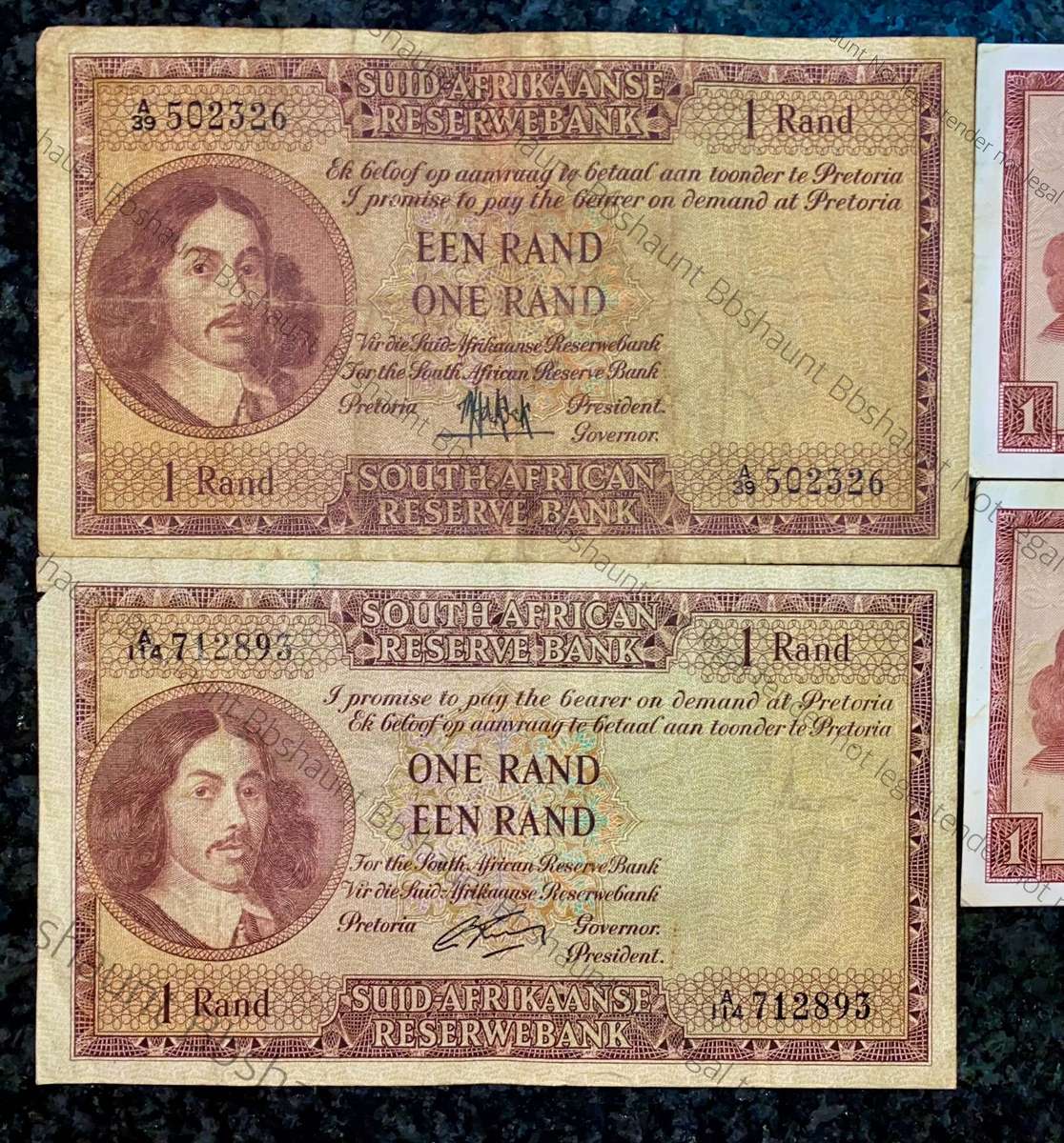 Set Of R1 notes All Governor's - G Rissik & TW De Jongh 1962-1967 (1 bid takes all)