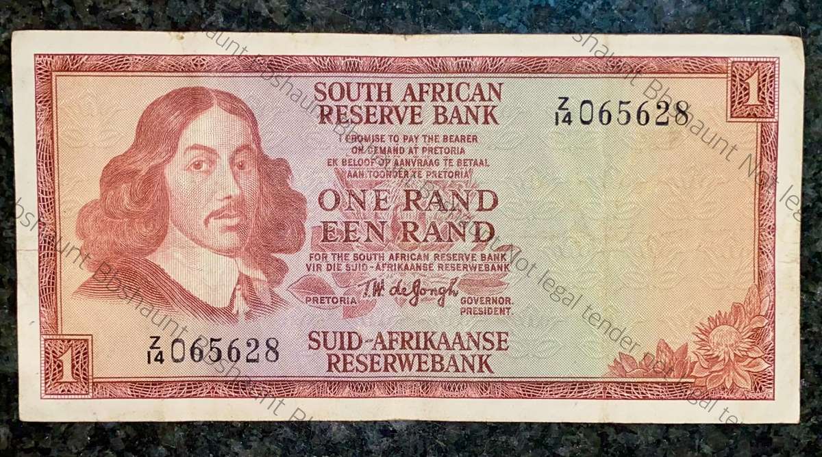 REPLACEMENT NOTE TW DE JONGH R1 -- Z14 -- SPRINGBUCK WTM 1ST ISSUE 1967