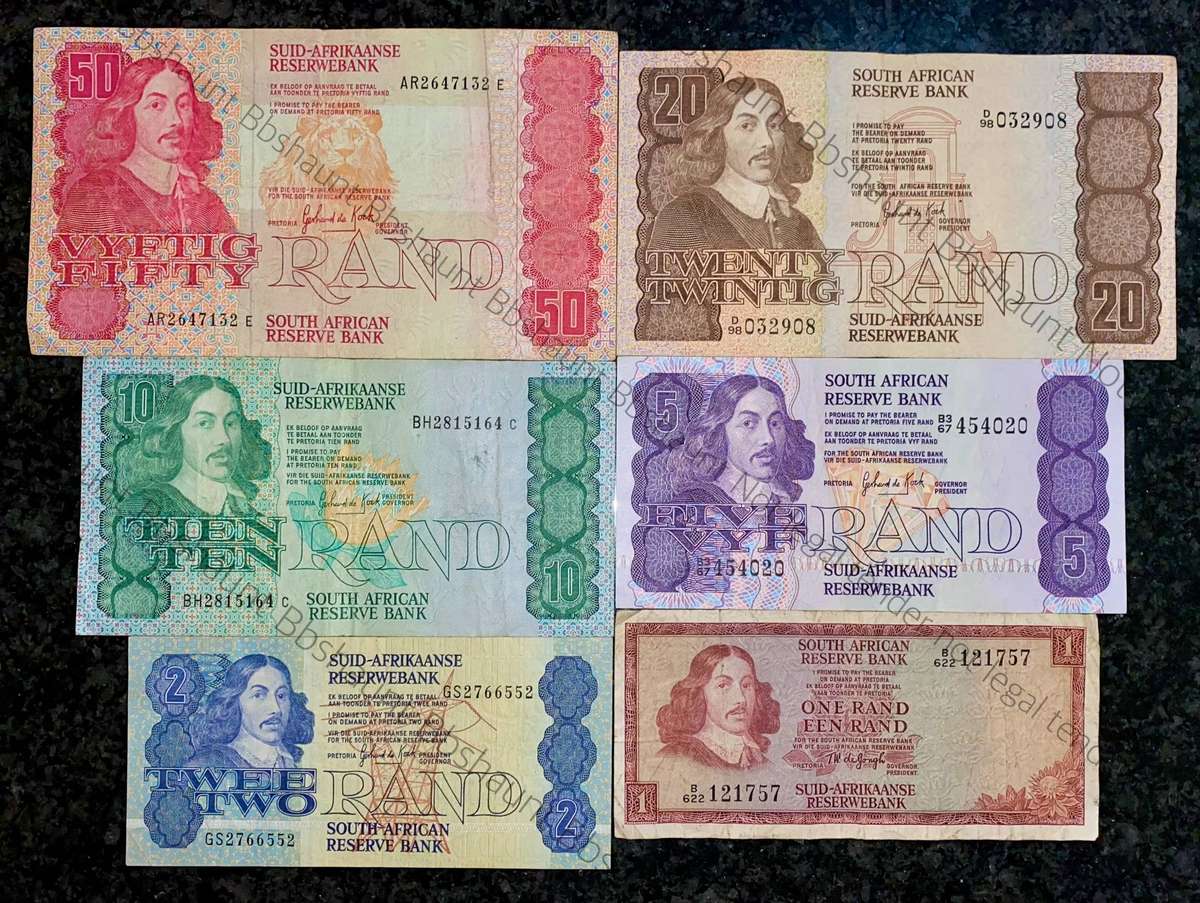 Complete Set GPC De Kock & Decimals R50 TO R2 - 1980s (R1 de Jongh 1975) (1 bid takes all)