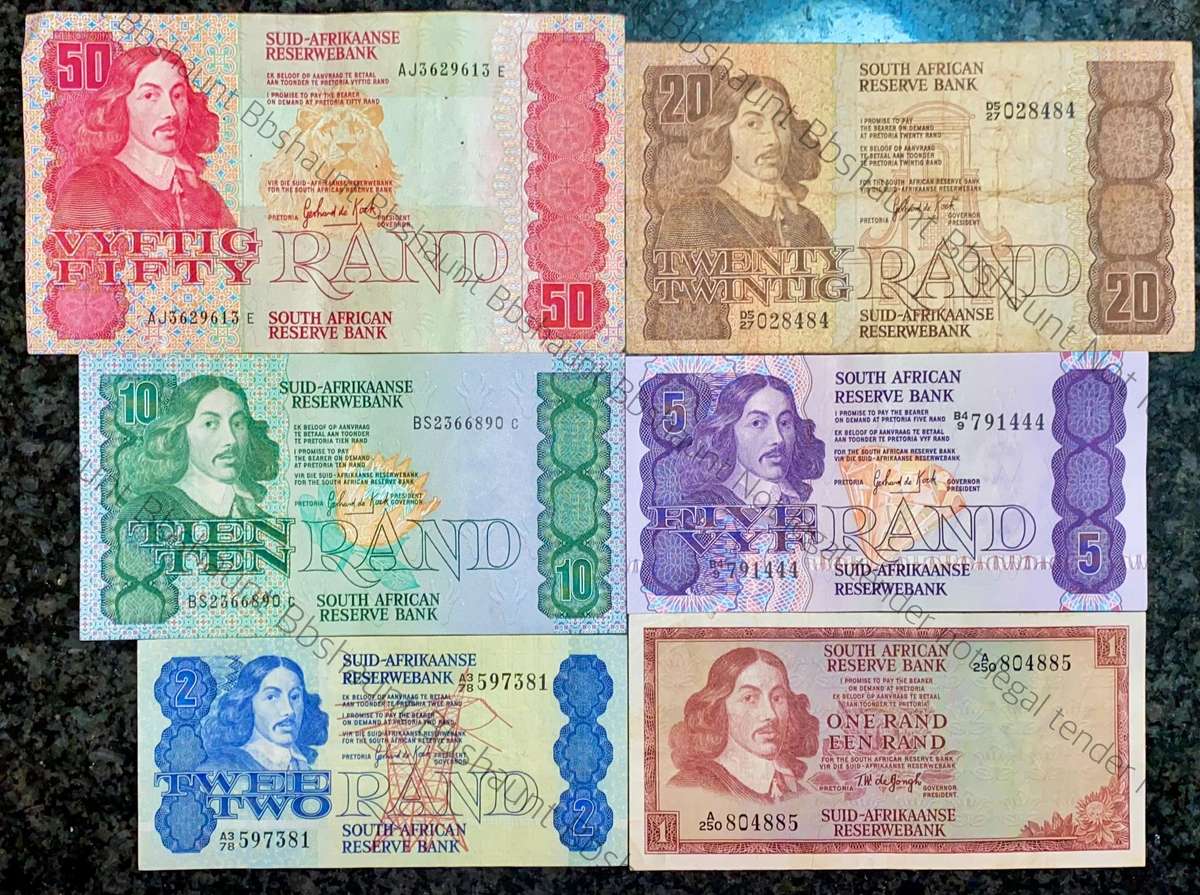 Complete Set GPC De Kock & Decimals R50 TO R2 - 1980s (R1 de Jongh 1975) (1 bid takes all)