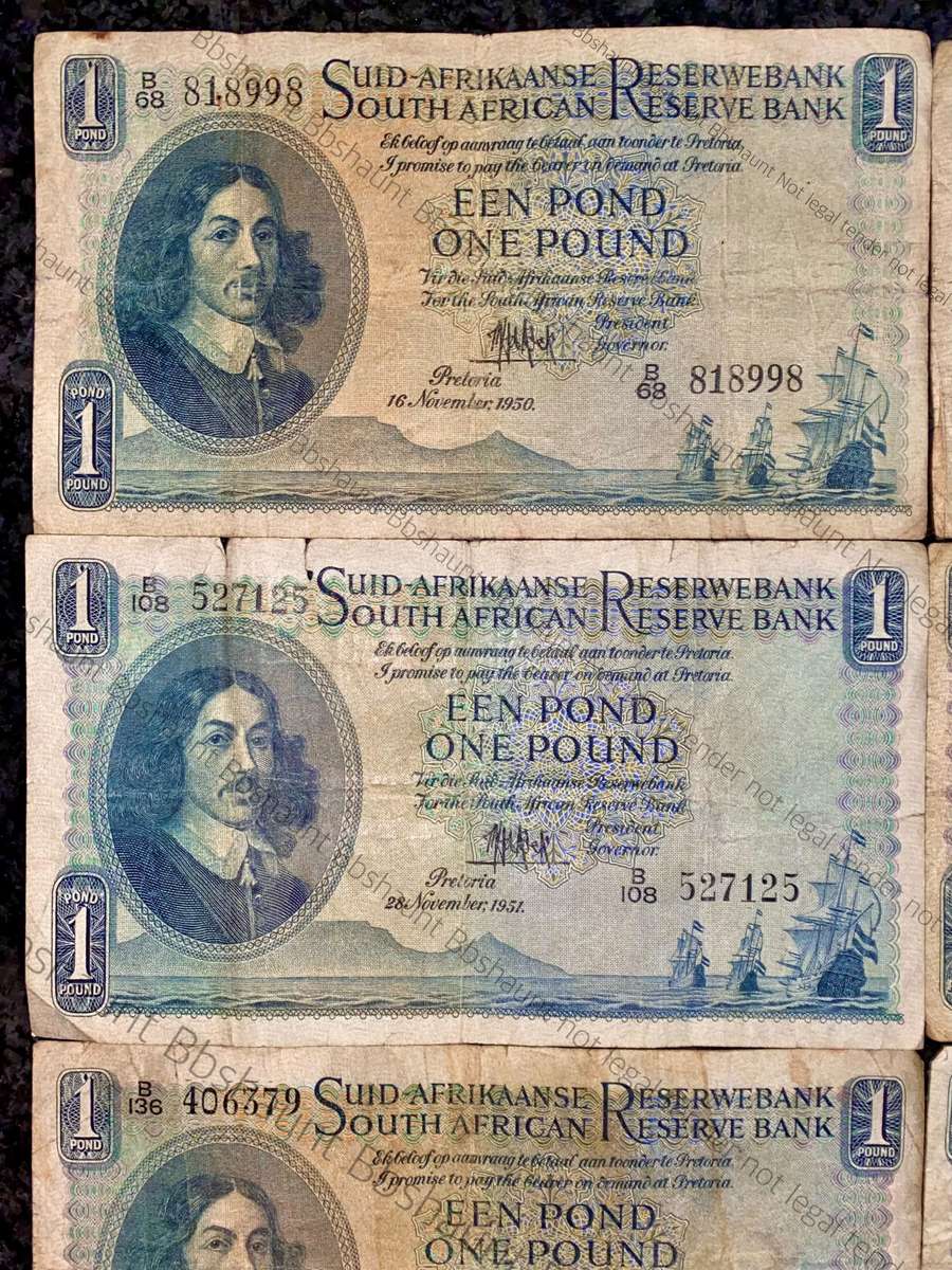 Complete set MH DE KOCK 1 pound 1950 to 1959 (1 bid takes all)
