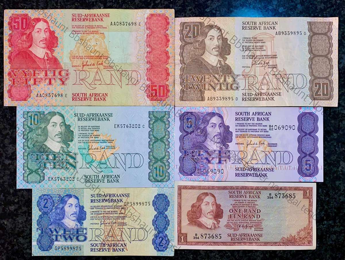 Complete Set GPC De Kock & decimals R50AA TO R2 - 1980s (R1 de Jongh 1975) (1 bid takes all)