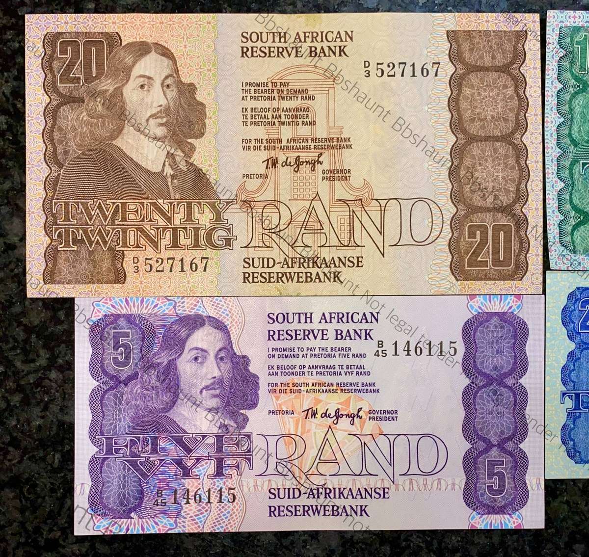 Complete Set TW De Jongh R20 to R1 UNC-AUNC 4th issue 1978 (1 bid takes all)