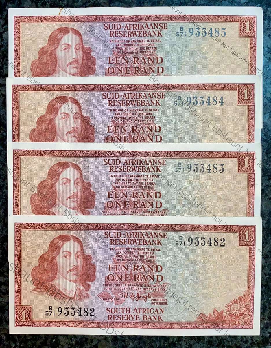 TW De Jongh. R1 in sequence B571 /933482-485 Aunc 3rd issue 1975 (1 bid takes all )