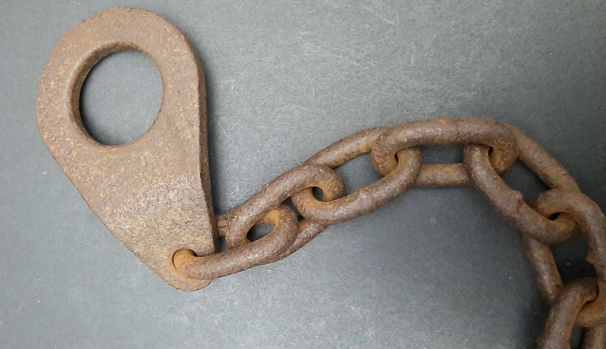 **RARE: 1960s SA Railways Brass Lever Padlock w/ Lead Chain  NO KEY ***