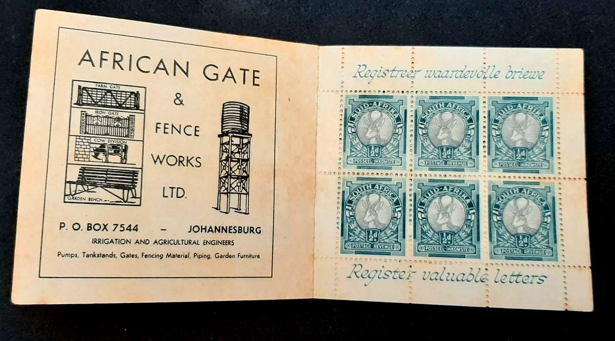 1930-1940 Union of South Africa: Stamp Booklet 36 x Revenue Stamps (UNUSED).