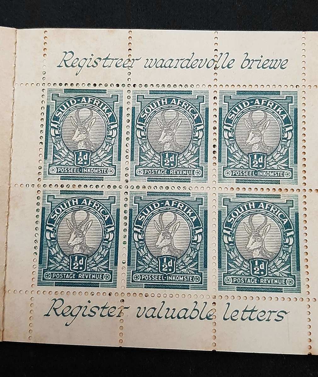 1930-1940 Union of South Africa: Stamp Booklet 36 x Revenue Stamps (UNUSED).